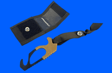 Load image into Gallery viewer, Fishing pliers with a black strap and clip on a blue background